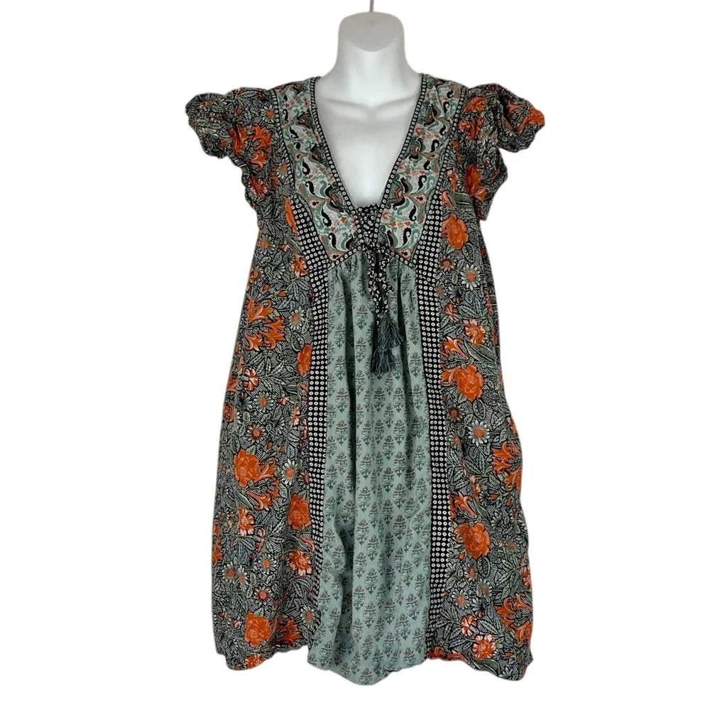 By Anthropologie Astrid Tunic Dress Flutter Sleeve Boho Floral Peasant Style SM - Picture 12 of 12